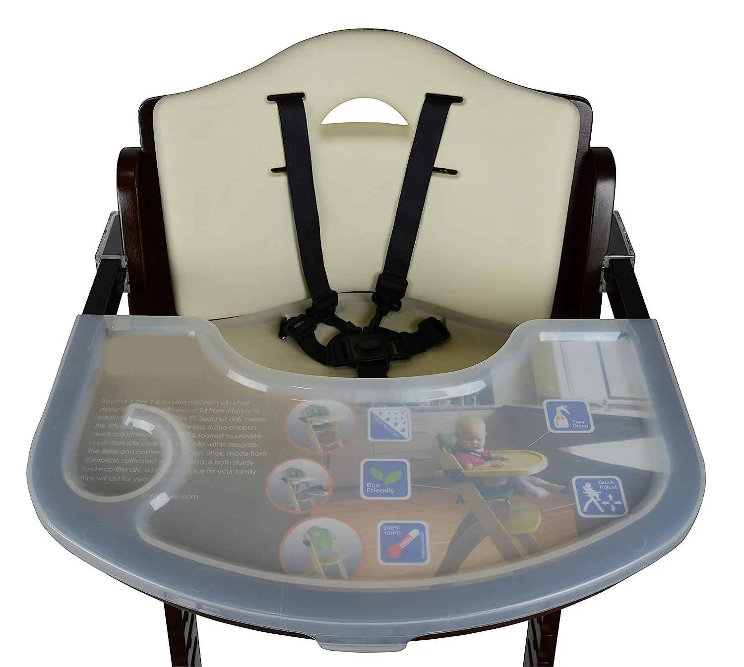 Hochstühle aus Holz für Babys und Kleinkinder. 3-in-1 verstellbarer Hochstuhl mit abnehmbarem Tablett, leicht zu reinigen, tragbar. 6 Months up to 250 Lb. Kissen aus Naturholz/Olivenholz