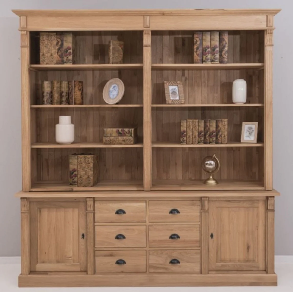 Landhausstil Eichenholz Schrank Naturfarben 223 x 51 x H. 228 cm - Landhausstil Massivholz Möbel