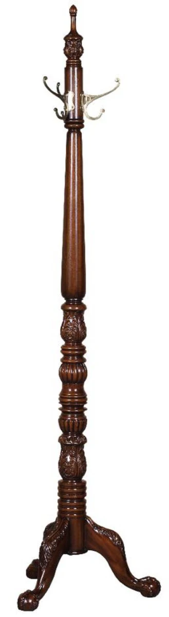 Luxury Baroque coat rack dark brown 55 x 55 x H. 157.5 cm - Elegant solid wood coat rack - Baroque hotel cloakroom furniture