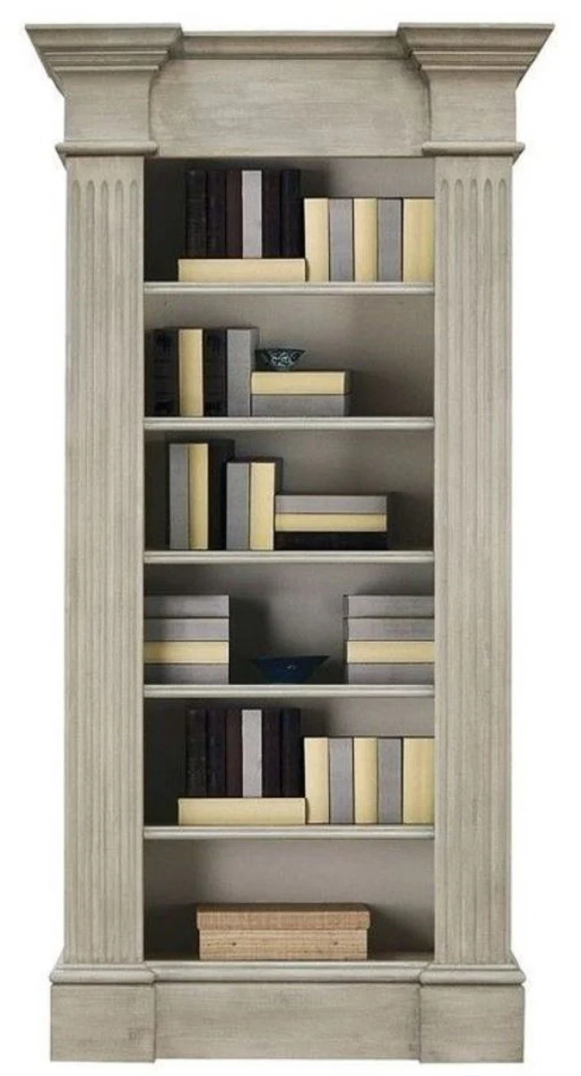 Luxury country house style bookcase gray - handmade solid wood cabinet - shelf cabinet - noble country house style solid wood furniture
