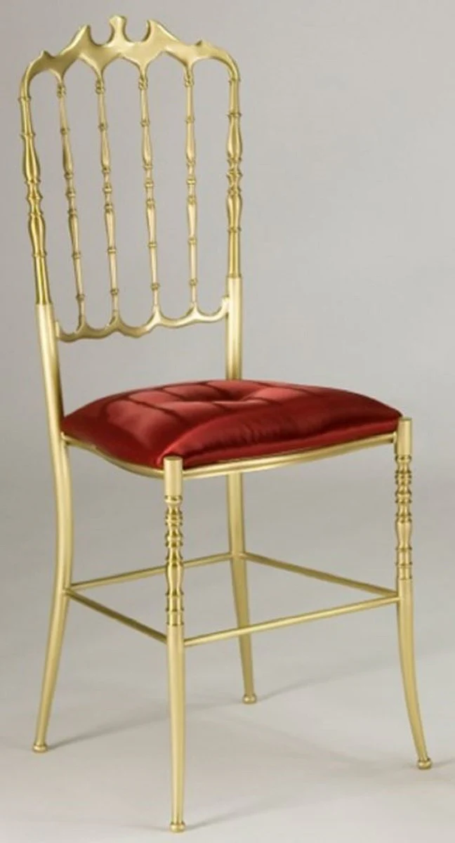 Luxury dining room chair burgundy red / gold - noble brass kitchen chair with satin fabric - dining room furniture - hotel furniture - restaurant furniture - luxury quality