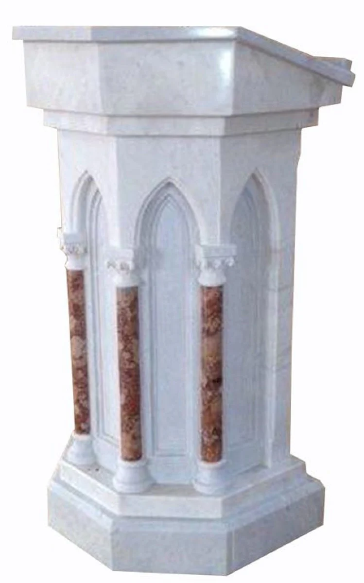Luxury Baroque Lectern White / Red H. 120 cm - Magnificent Marble Lectern - Luxury Marble Furniture in Baroque Style - Noble & Magnificent