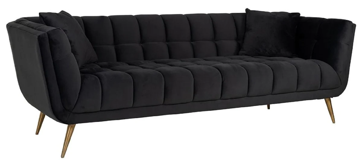 Luxury velvet sofa anthracite / gold 230 x 91 x H. 75 cm - living room sofa - living room furniture - luxury furniture - living room furnishings - luxury furnishings - luxury quality