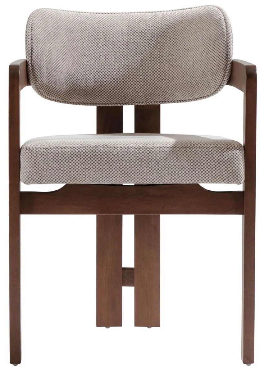 Luxury dining room chair with armrests gray / dark brown H. 80 cm