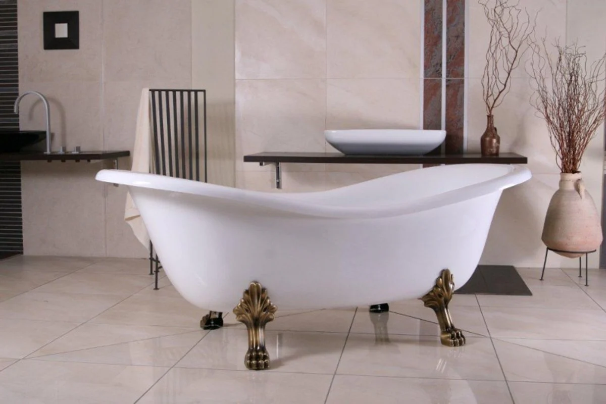 Freestanding luxury bathtub Art Nouveau Paris white/old gold 1880mm - Baroque bathroom