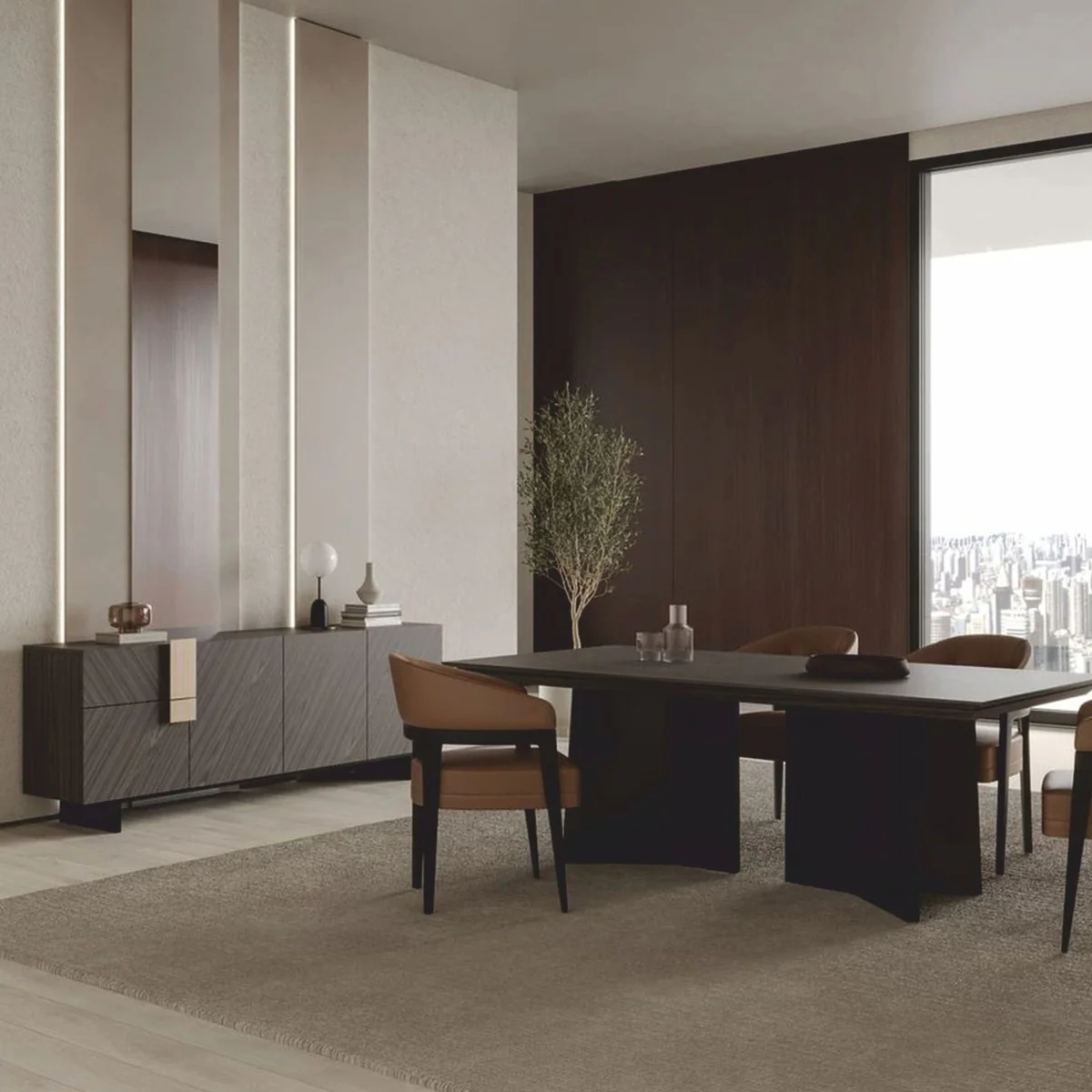 Luxury dining table dark brown 220 cm - Hotel & Dining Room Furniture