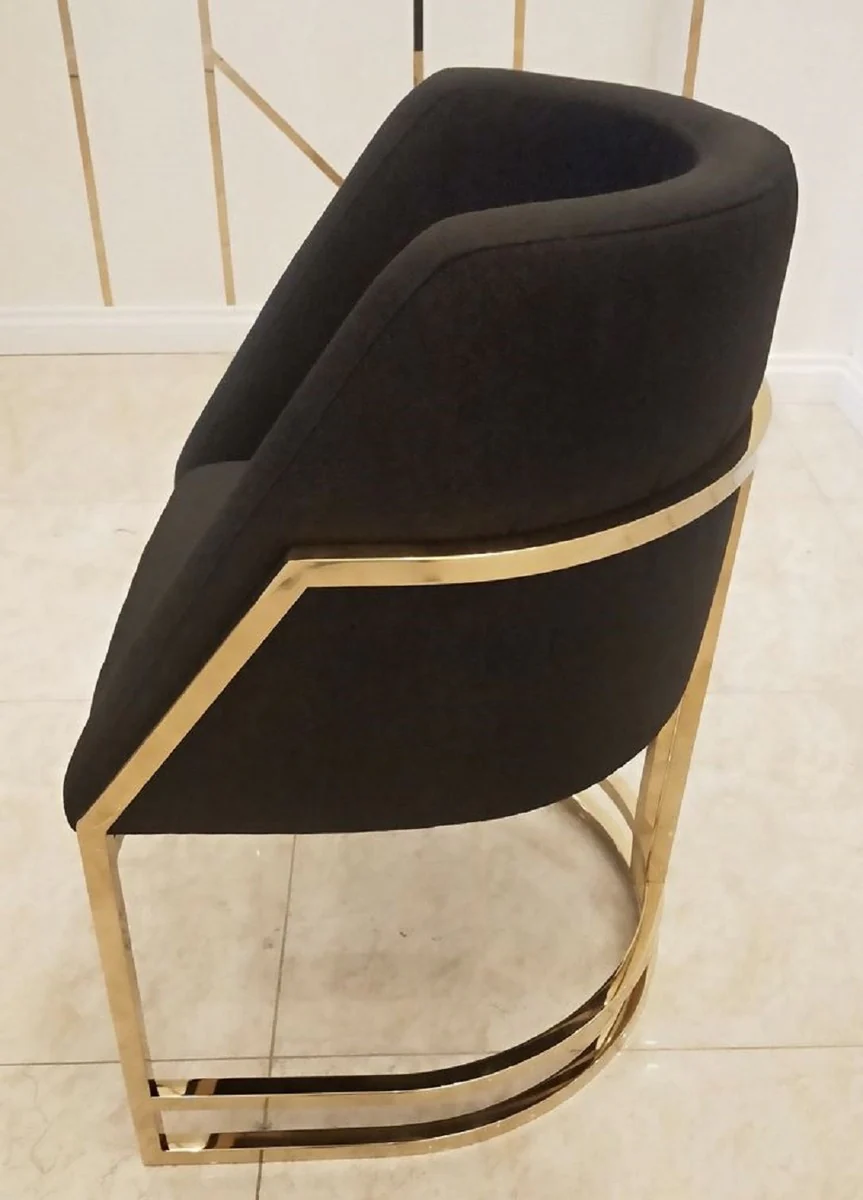 Luxury dining room chair black / gold 60 x 56 x H. 80 cm - Luxury dining room furniture - Luxury quality