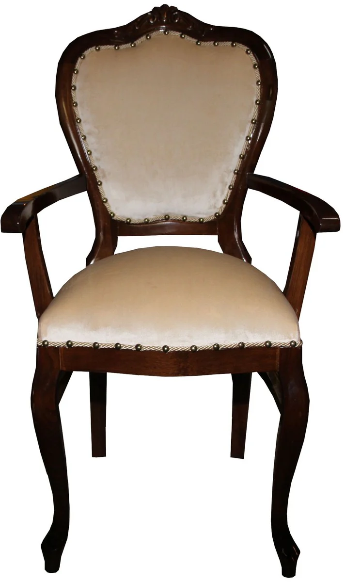 Baroque luxury dining room chair with armrests brown / cream - furniture