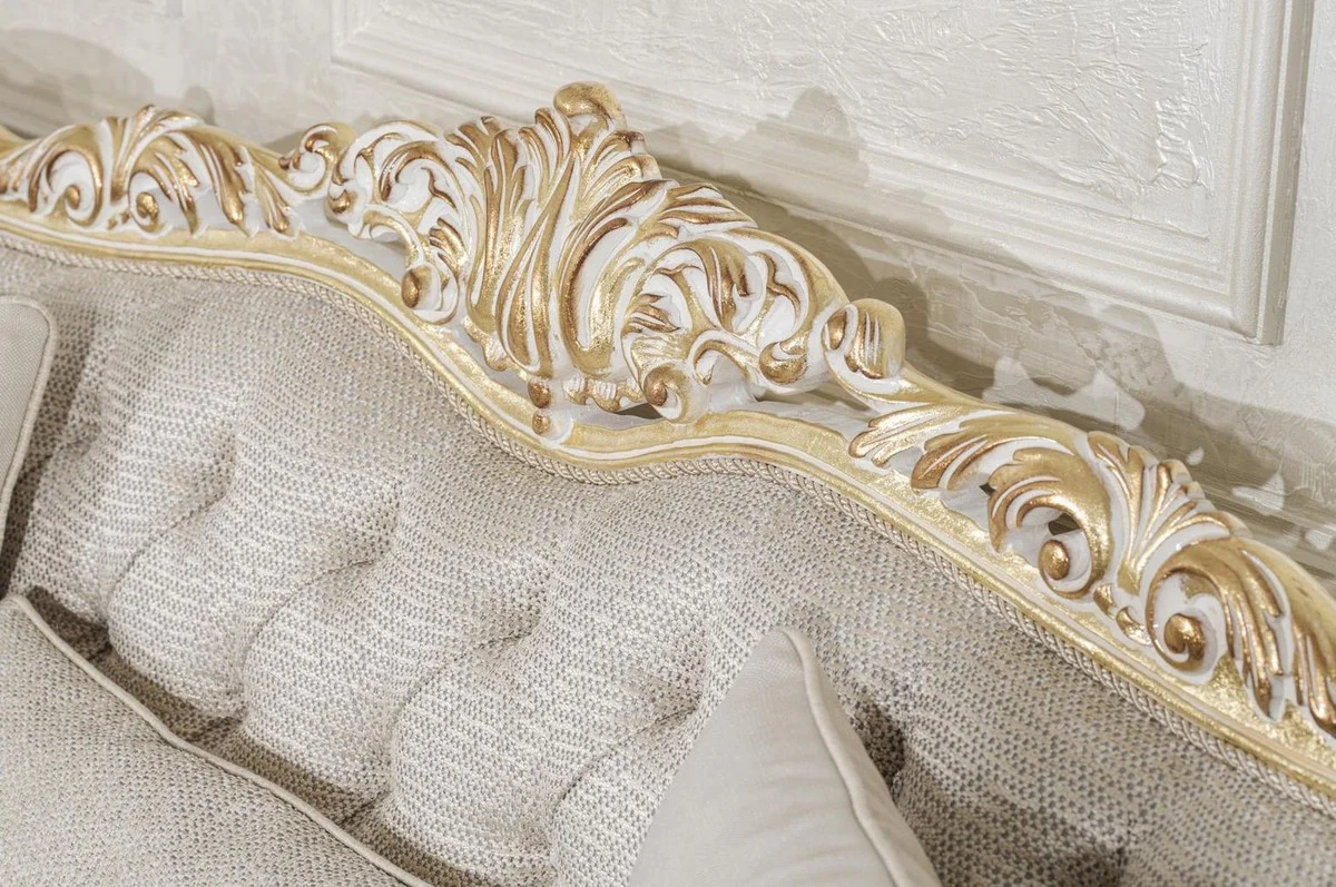 Luxury Baroque Living Room Sofa Gray / Gold 292 cm - Baroque Furniture