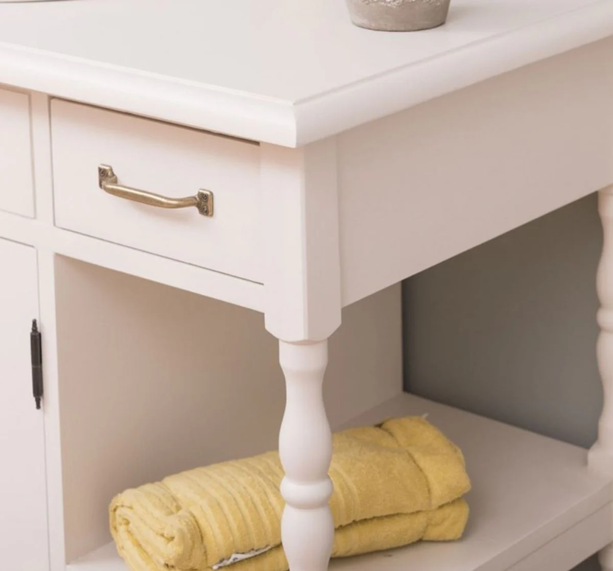 Country house style washbasin white 128 x 54 x H. 91 cm - solid wood wash basin cabinet - country house style bathroom furniture