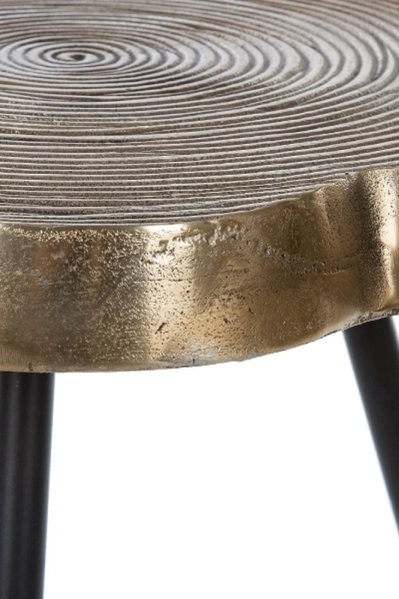 Luxury side table set bronze / black 57 x 50 x H. 52 cm - metal side tables in a tree disc design with an elaborate annual ring pattern in the table tops