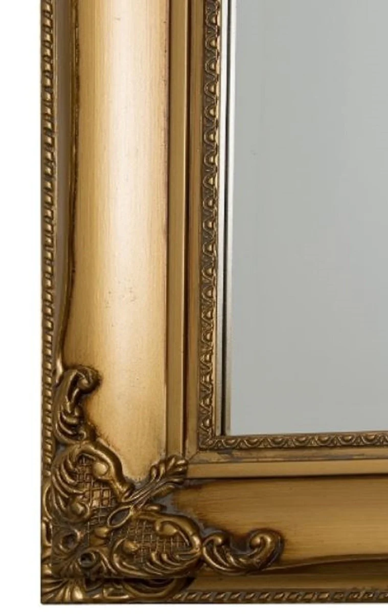 Baroque wall mirror gold 72 x H. 132 cm - Handcrafted baroque mirror with wooden frame and beautiful decorations