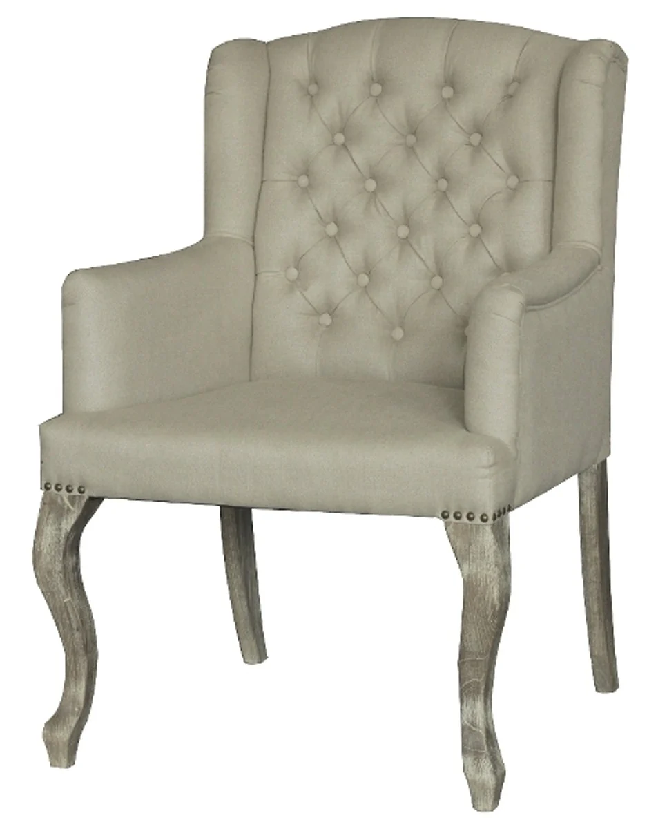 Dining room chair with armrests cream 65 x 70 x H. 96 cm - Chesterfield Furniture
