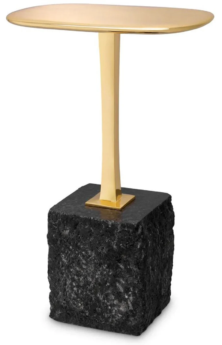 Luxury side table brass / black 35 x 25 x H. 54.5 cm - brass table with granite base - luxury furniture - living room furniture - luxury furnishings - living room furnishings