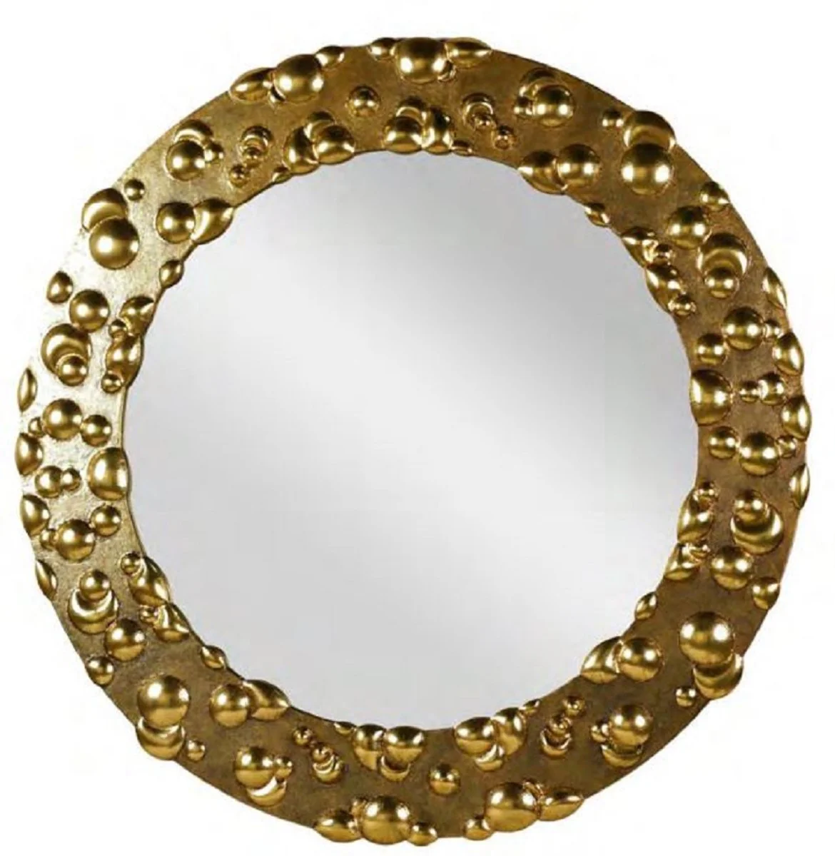 Designer mirror antique gold Ø 150 cm - round metal wall mirror - living room mirror - cloakroom mirror - luxury quality