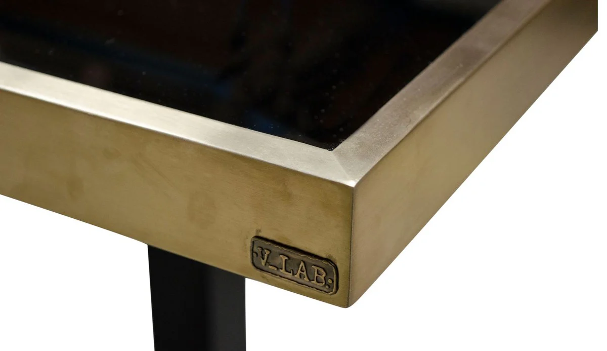 Luxury dining table black / gold 110 x 70 x H. 76 cm - Dining room furniture