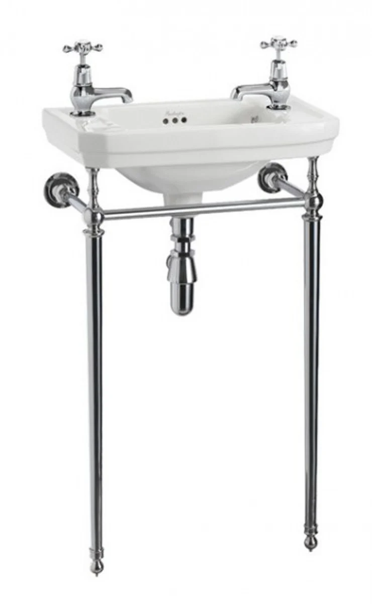 Art Nouveau standing guest toilet washbasin white / chrome W 51cm with 2 tap holes Mod2 - Art Deco washbasin baroque antique style