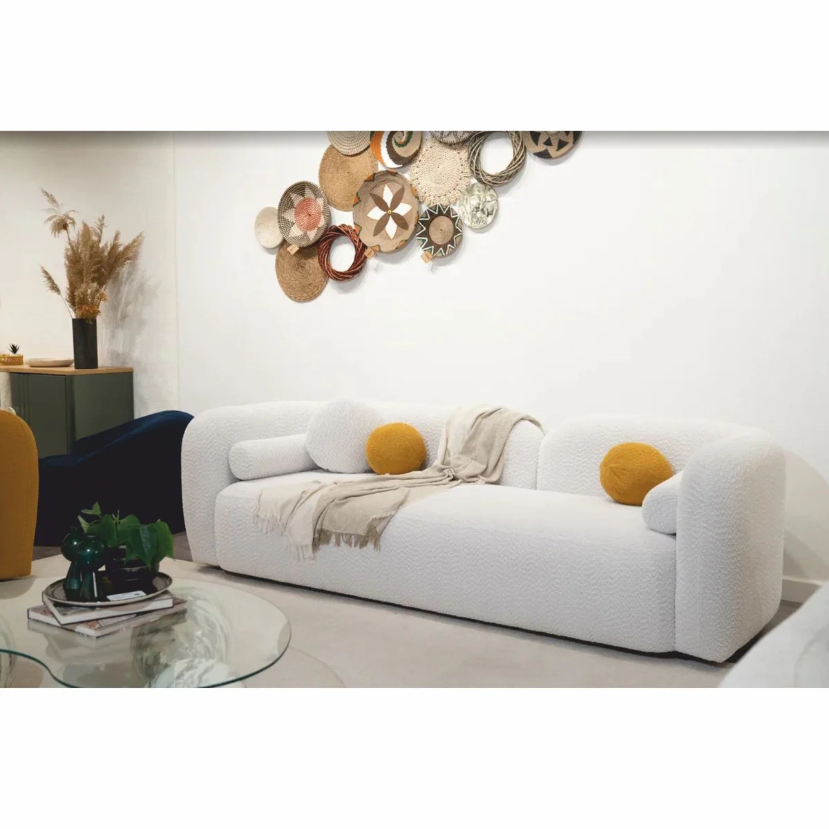 Luxury Living Room & Hotel Sofa White 240 cm - Luxury Furniture