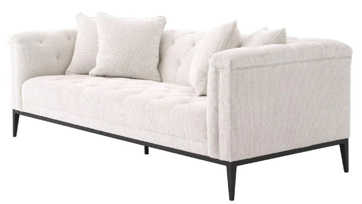 Luxury Chesterfield sofa with 4 cushions white / gunmetal 231 x 97 x H. 75 cm - Living room sofa - Hotel sofa - Living room furniture - Chesterfield furniture - Luxury furniture - Luxury furnishings