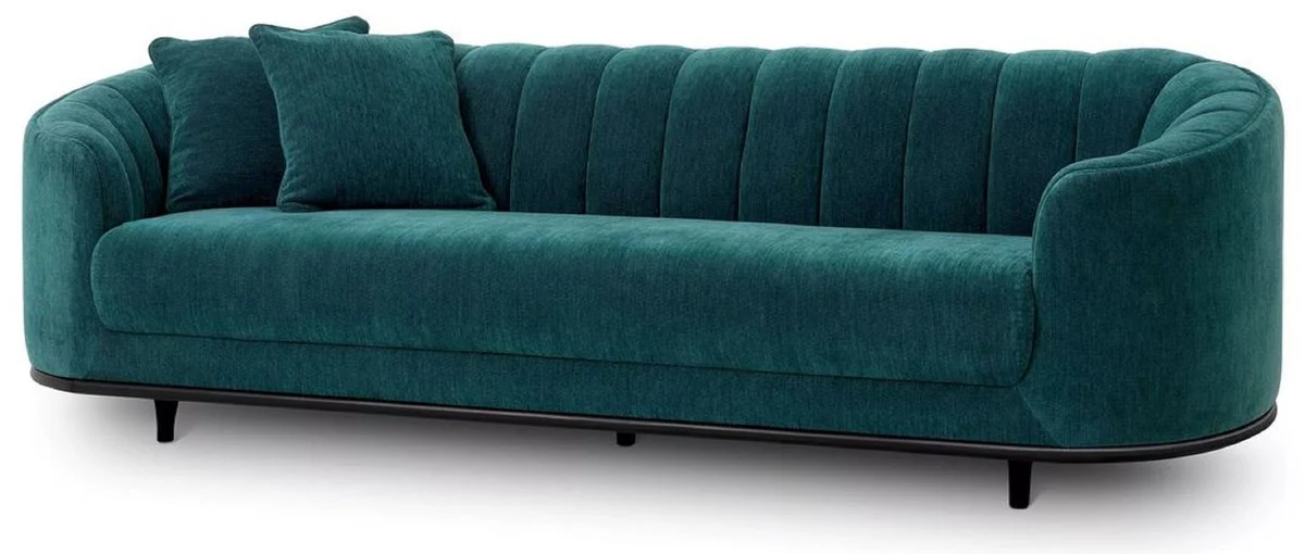 Luxury sofa green / black 240 x 96 x H. 74.5 cm - Living room sofa with 2 cushions - Living room furniture - Luxury furniture - Living room furnishings - Luxury furnishings - Luxury quality