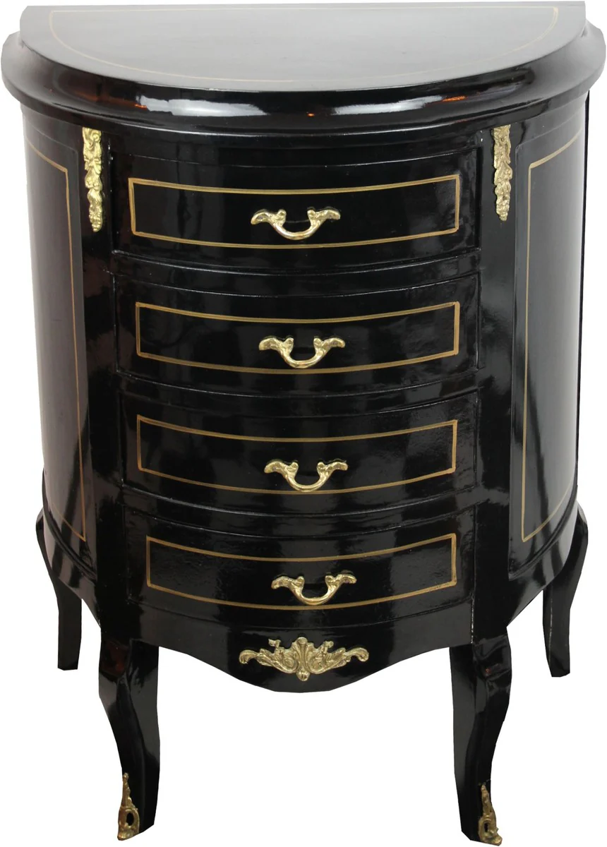 Baroque chest of drawers black/gold width 68 cm - antique style furniture