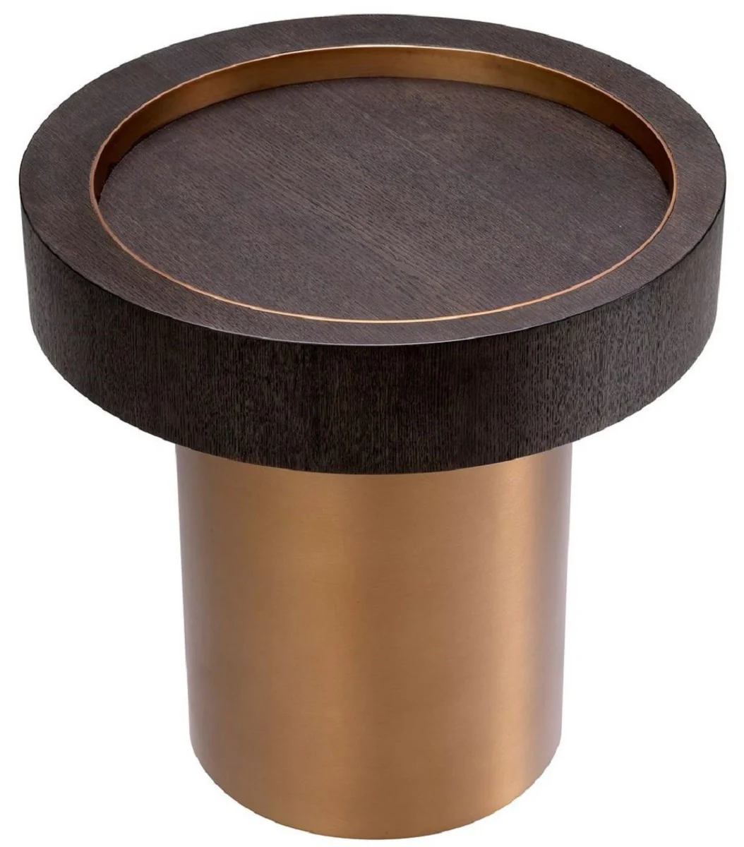 Luxury side table mocha / brass Ø 50 x H. 50.5 cm - Round living room table - Living room furniture - Luxury furniture - Luxury furnishings - Living room furnishings