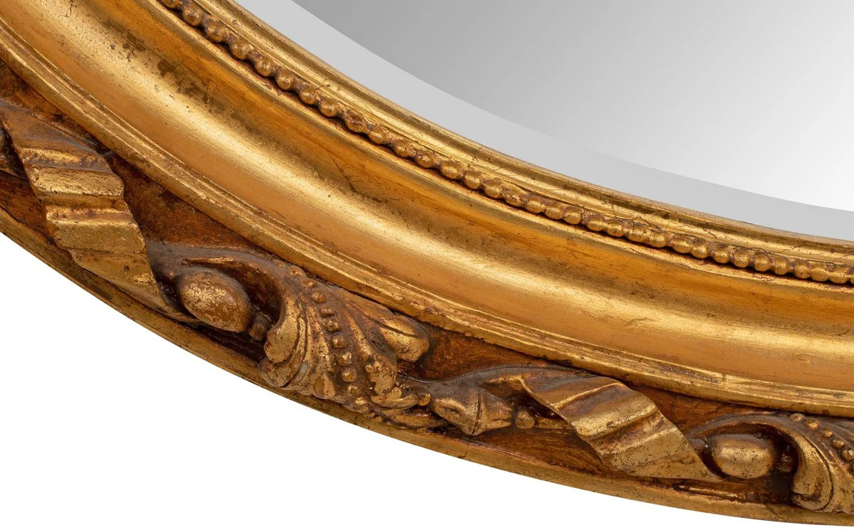Baroque mirror gold 129 x 12 x H. 112 cm - Oval wall mirror in baroque style - Antique style wardrobe mirror - Living room mirror - Baroque furniture