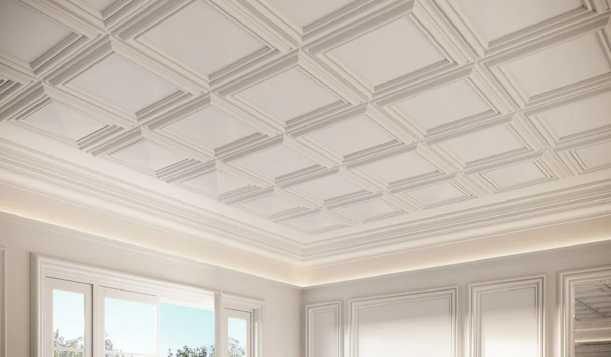 Wall panel / ceiling panel white 50 x 3.2 x H. 50 cm - Baroque & Art Nouveau decorative accessories