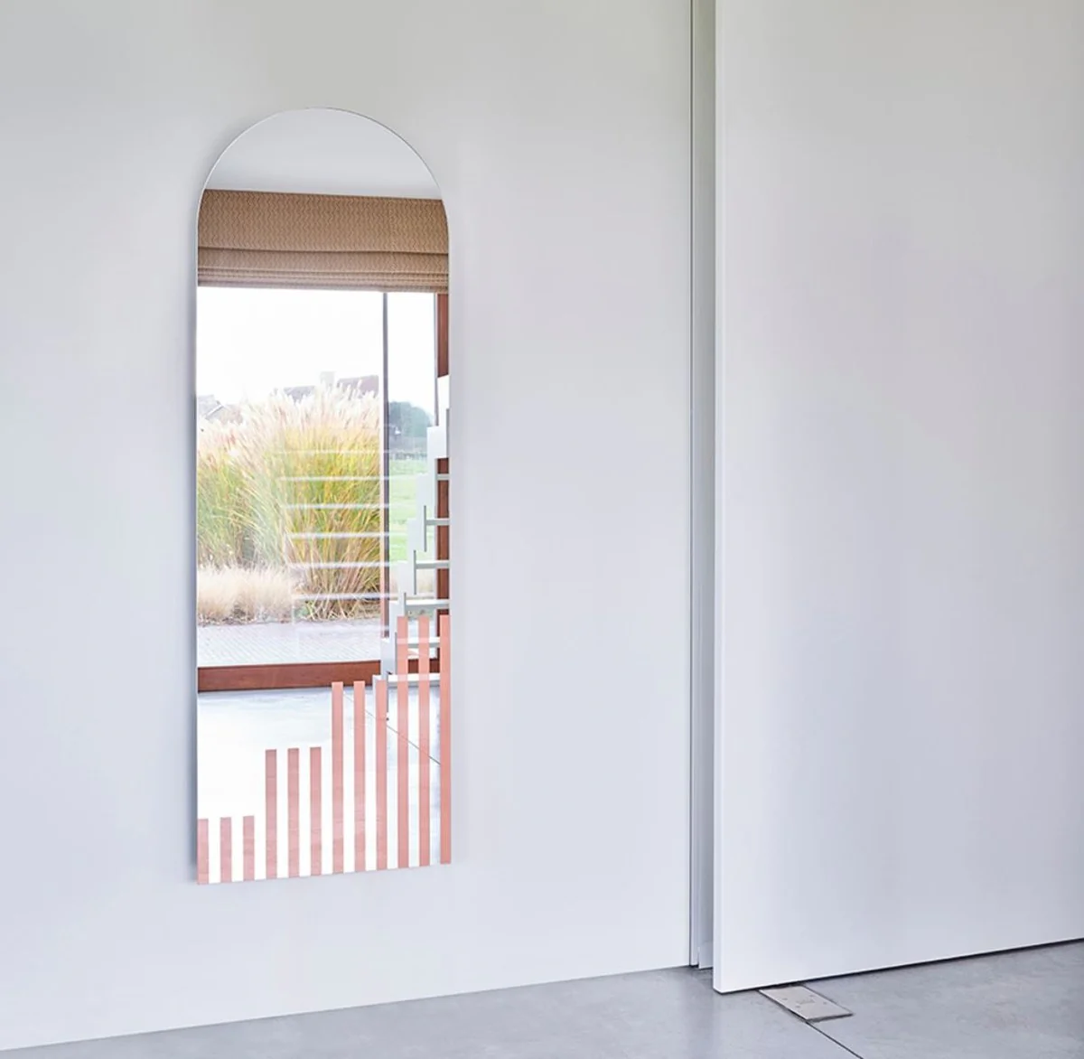 Designer wall mirror light pink stripes 50 x 1 x H. 150 cm - living room mirror - bedroom mirror - cloakroom mirror - designer furniture