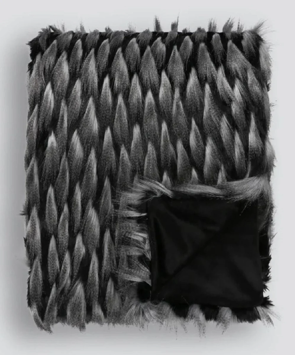 Luxury bedspread black / gray 150 x 240 cm - faux fur blanket