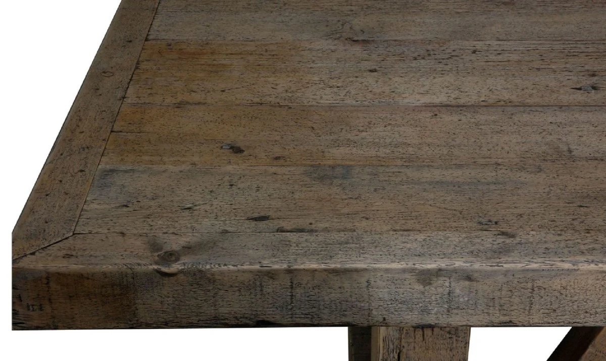 Country house style dining table brown 330 x 110 x H. 77 cm - Rustic solid wood kitchen table - Rustic solid wood dining room furniture - Country house style dining room furniture