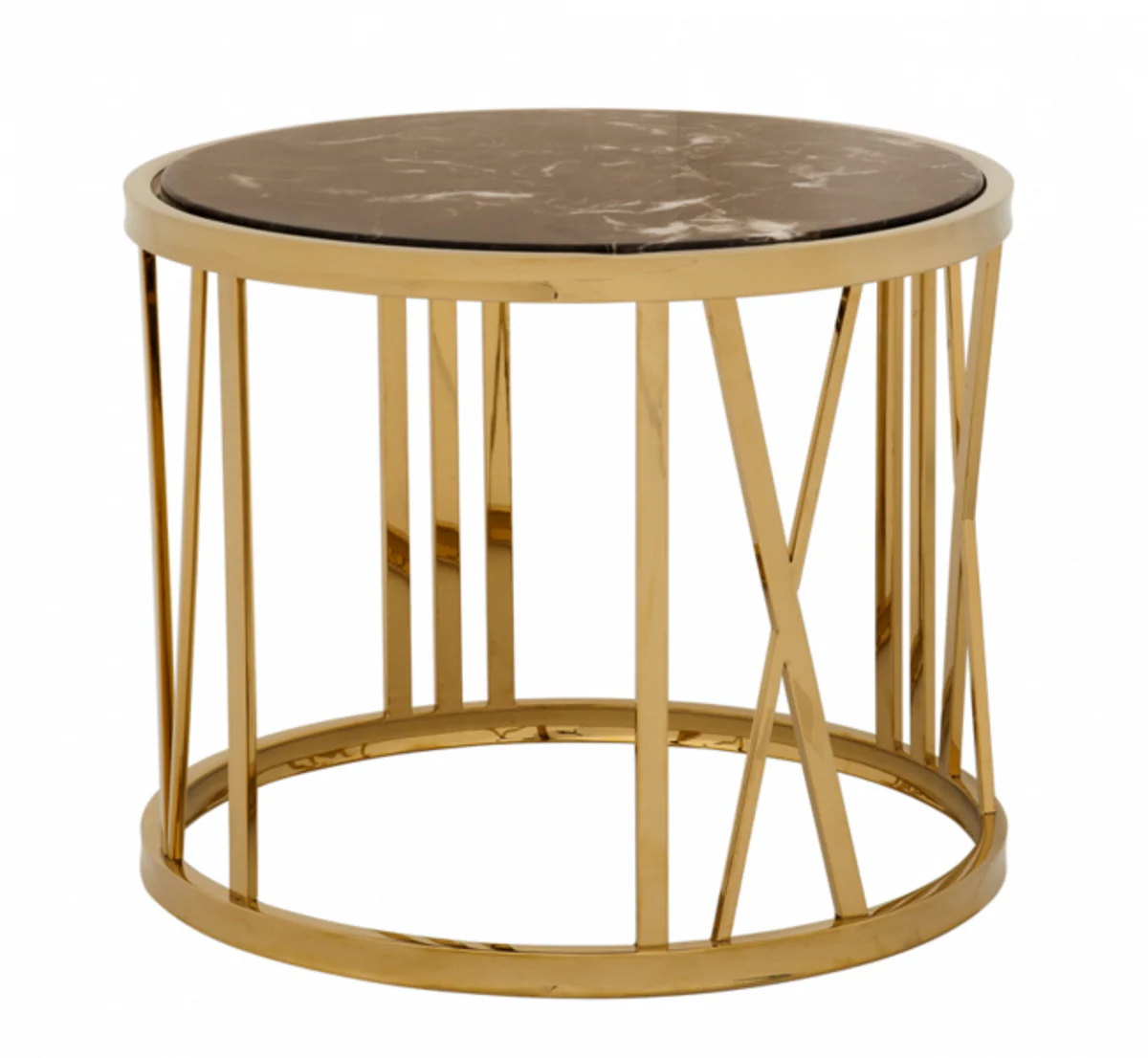 Luxury Art Deco designer side table gold with brown marble top - luxury collection