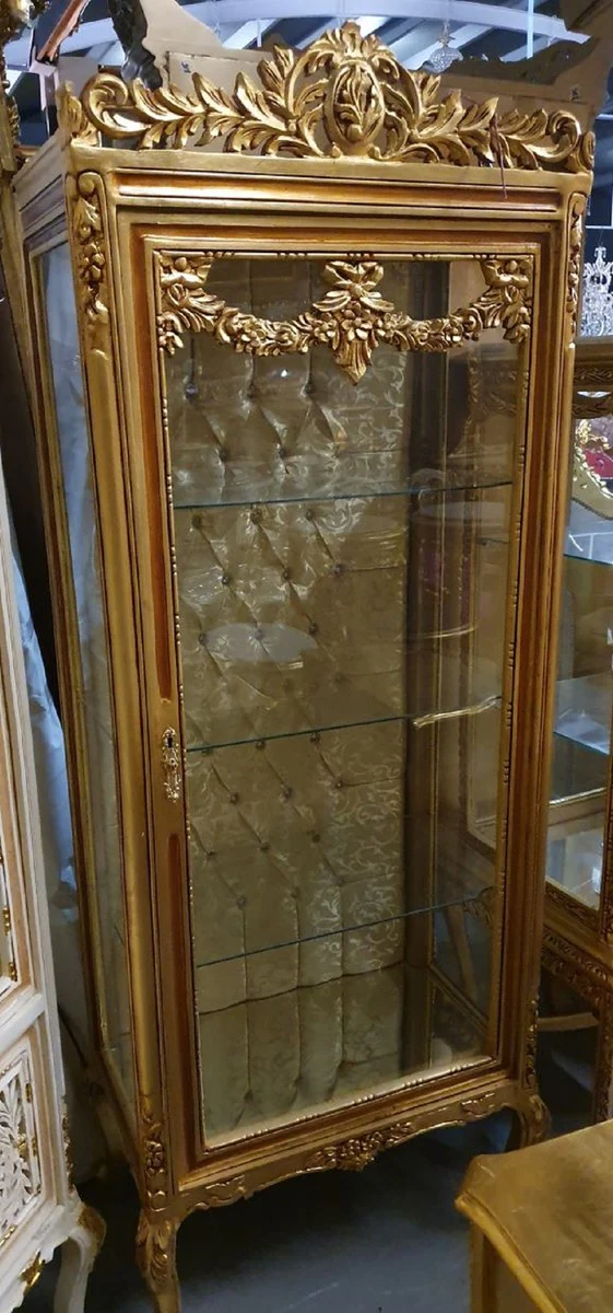 Baroque display cabinet gold / brown - Baroque display cabinet with glass door - Baroque living room furniture - noble and magnificent