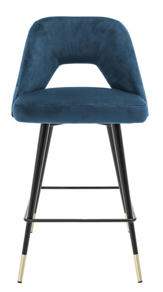 Luxury bar chair blue / black 50 x 50 x H. 90 cm - luxury bar stool with backrest