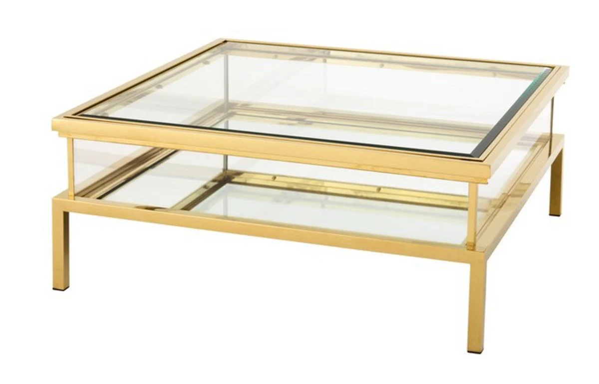 Luxury Art Deco designer coffee table stainless steel gold plated with mirror glass - luxury collection