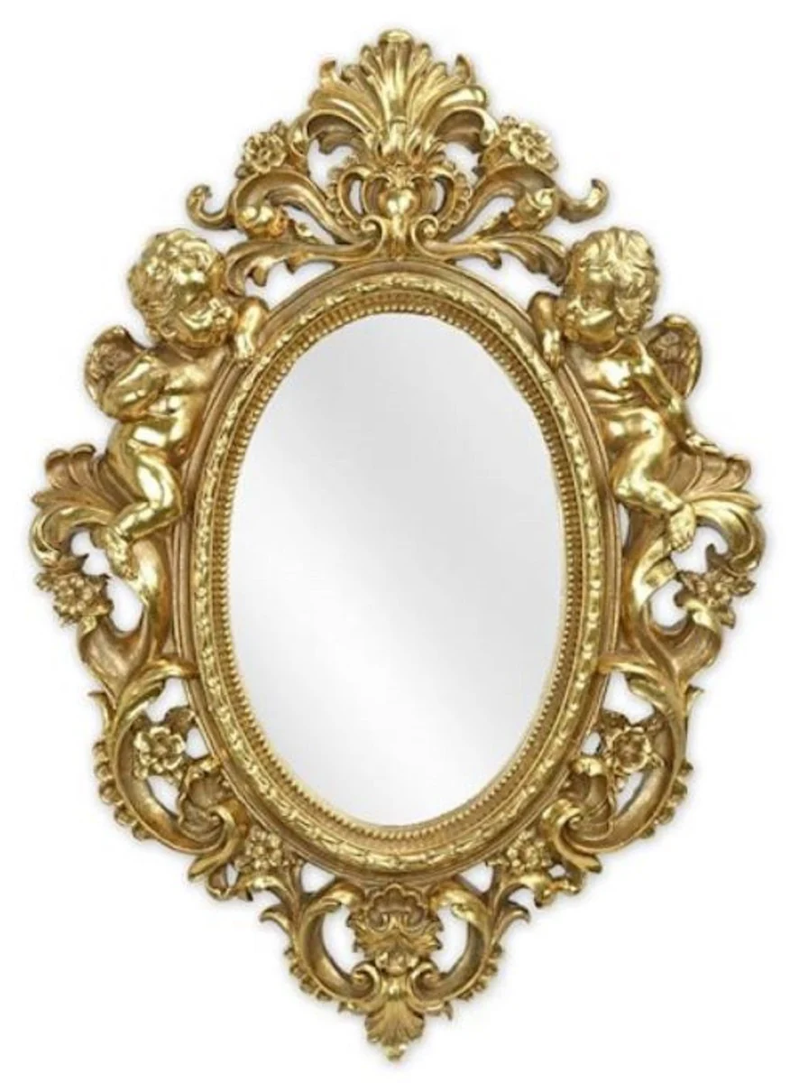 Baroque mirror gold 35.1 x H. 48.8 cm - antique style wall mirror - living room mirror - cloakroom mirror - baroque furniture