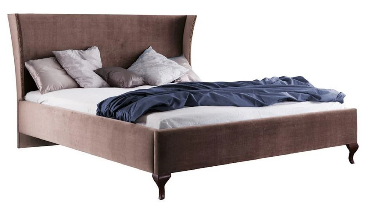 Luxury Art Nouveau double bed taupe / dark brown 196.4 x 211 x H. 121 cm - Art Nouveau bed - Baroque & Art Nouveau bedroom furniture