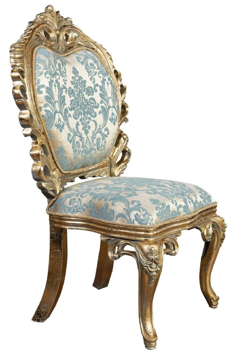 Luxury Baroque Dining Room Chair Set of 8 Turquoise / Gold - Magnificent Baroque Style Kitchen Chairs - Luxury Dining Room Furniture in Baroque Style - Baroque Dining Room Furniture - Baroque Style Furniture