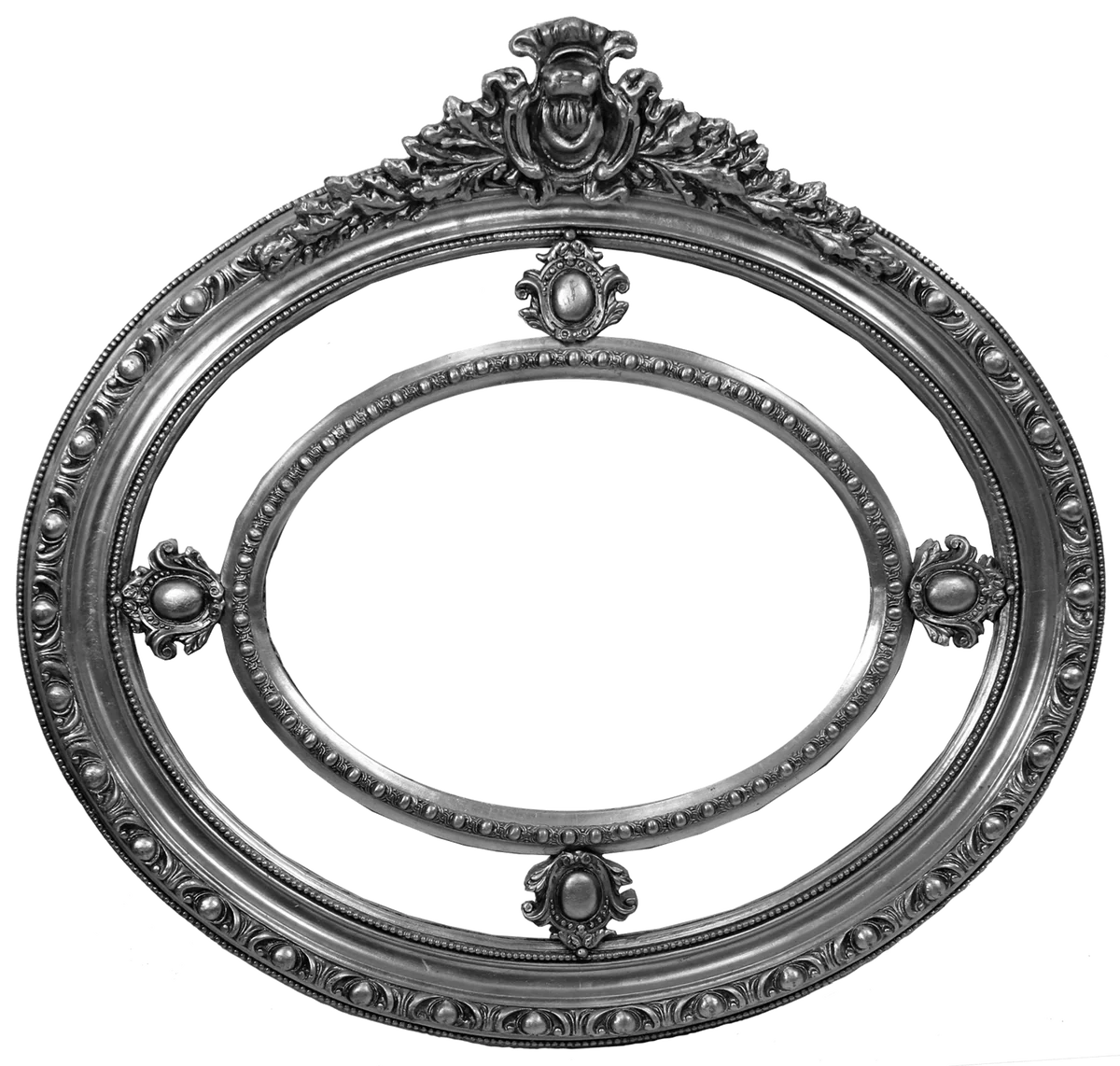 Baroque wall mirror silver 125 x H. 120 cm - Handcrafted oval baroque mirror with beautiful decorations
