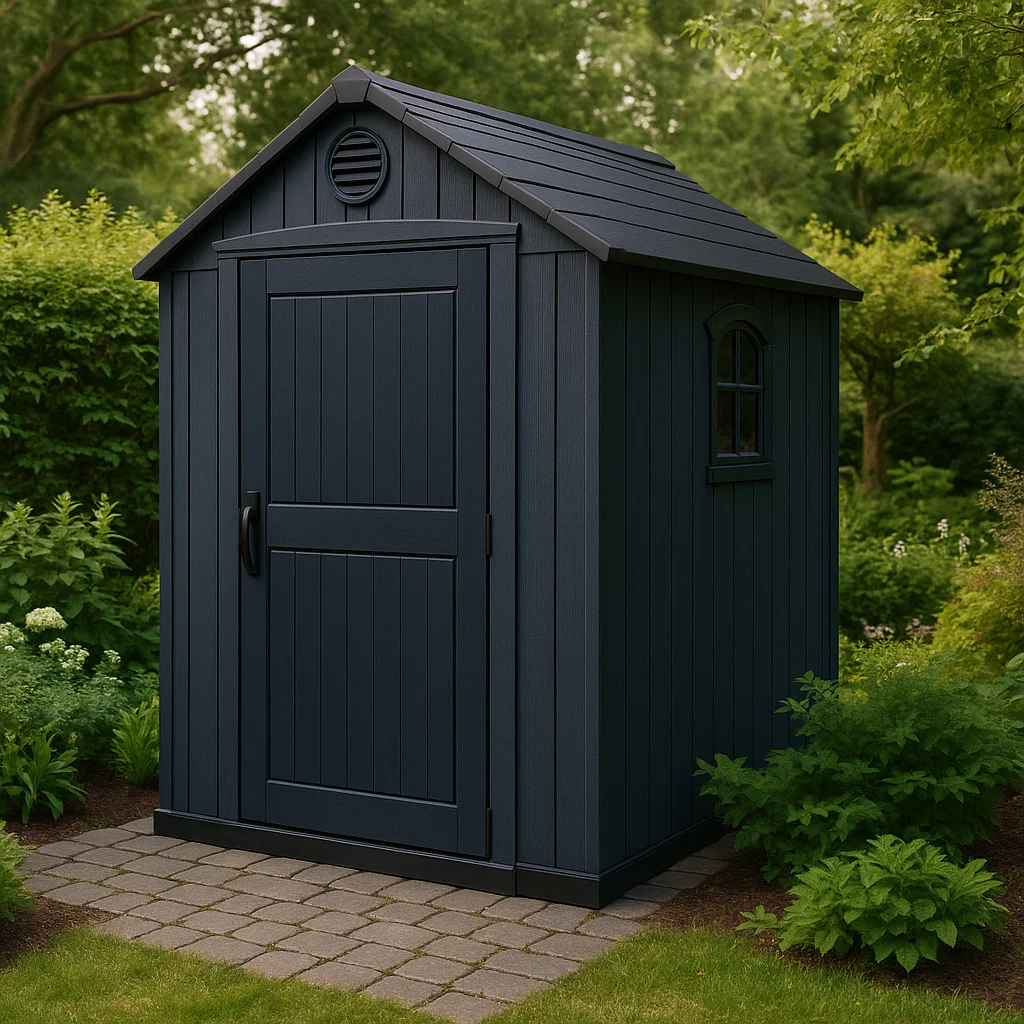 Gartenhaus, Geräteschuppen, schwarzes Kunstharz, 150 x 180 x 195 cm, JyTLPmw211eG