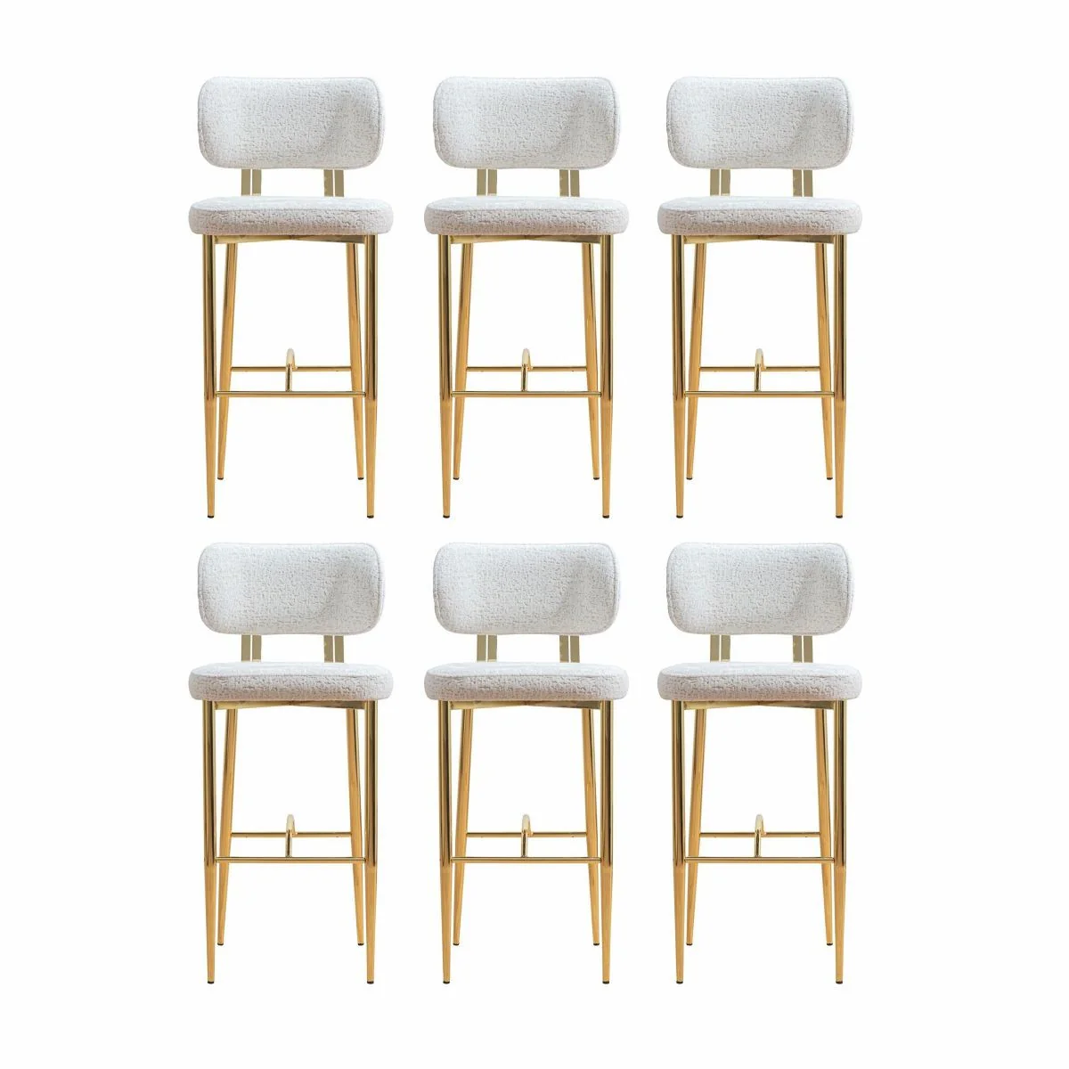 Luxury bar chair set of 6 white / gold H. 107 cm - bar furniture