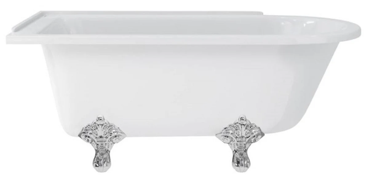 Luxury Art Nouveau bathtub white / silver 150 x 75 x H. 65 cm - Freestanding retro acrylic bathtub - Nostalgic retro bathroom furniture