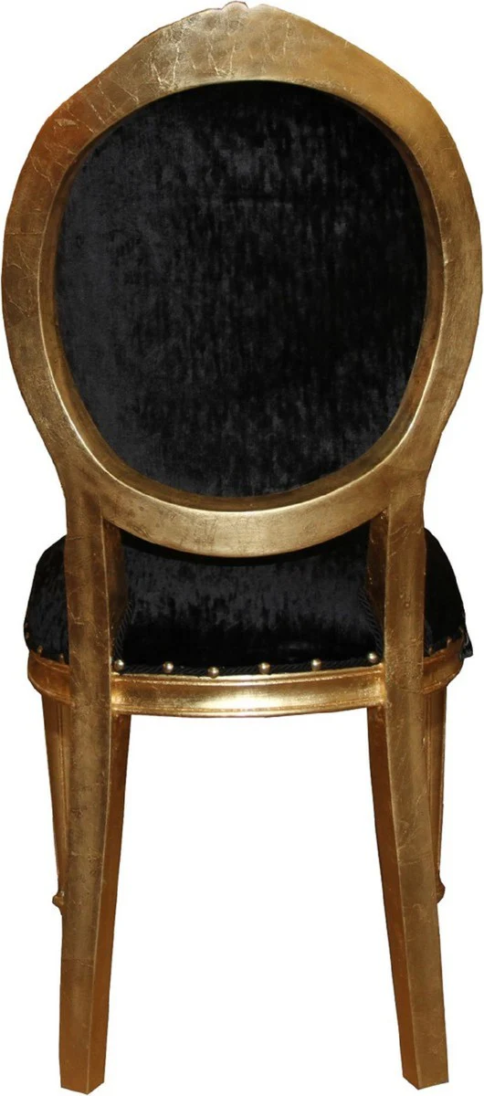 Luxury Baroque dining room set medallion black / gold 50 x 52 x H. 99 cm - 6 handmade dining chairs - Baroque dining room furniture