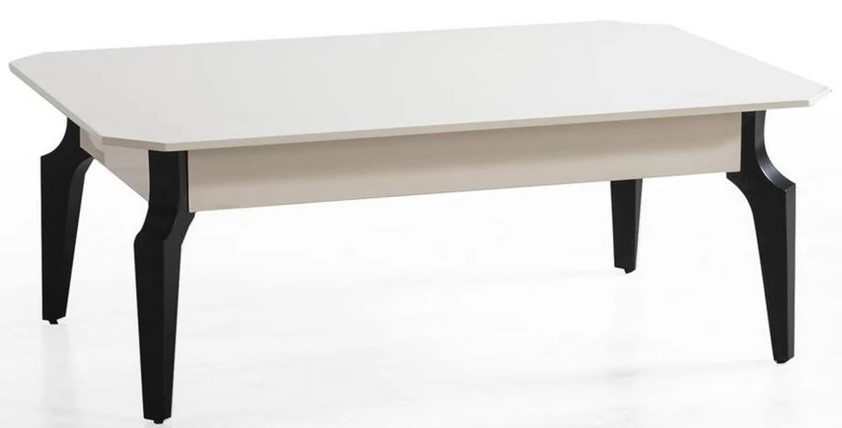 Luxury Art Deco coffee table white / black 110 x 70 x H. 42 cm - Noble solid wood living room table - Living room furniture