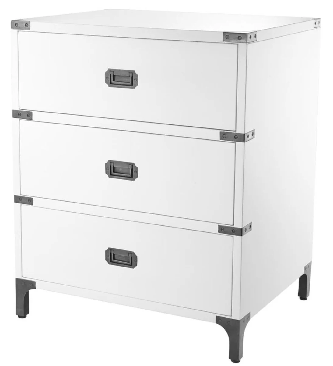 Luxury side table with 3 drawers white 71 x 40.5 x H. 74 cm - living room furniture