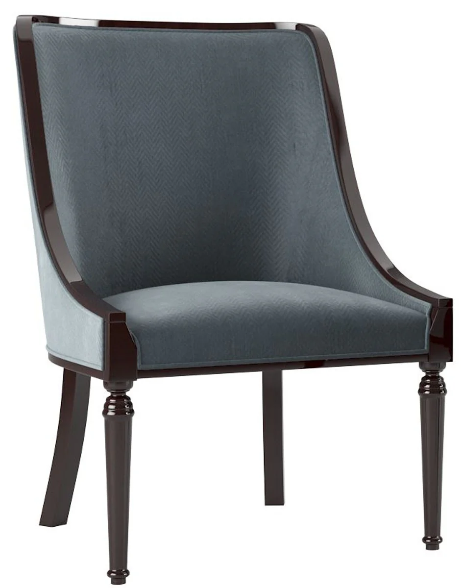 Luxury Baroque Dining Room Chair Set Gray / Dark Brown High Gloss 50 x 50 x H. 92 cm - Elegant Kitchen Chairs Set of 6 - Baroque Dining Room Furniture