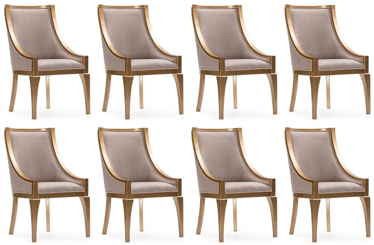 Luxury Baroque Dining Room Chair Set of 8 Gray / Gold - Baroque Style Kitchen Chairs - Magnificent Luxury Dining Room Furniture in Baroque Style - Baroque Dining Room Furniture - Noble & Magnificent