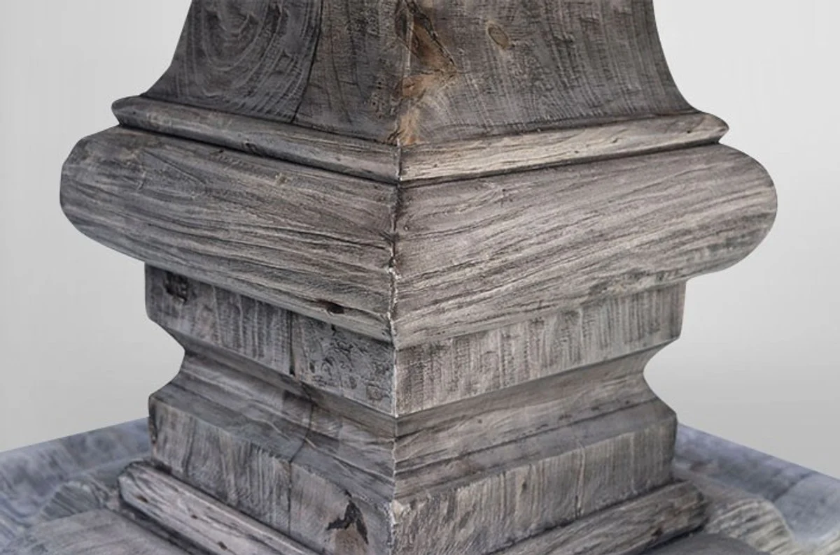 Country house dining table round oak rustic gray - baroque style table solid oak