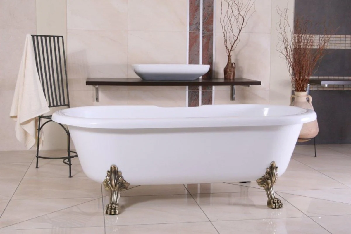 Freestanding luxury bathtub Art Nouveau Milano white/old gold - Baroque bathroom