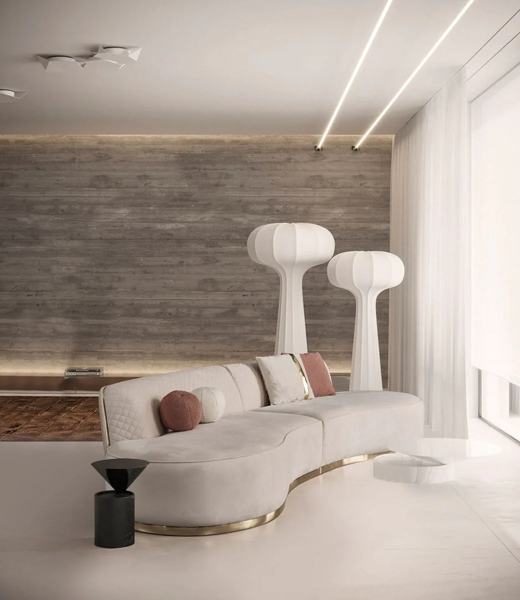 Luxury living room set cream / gold - 2 luxury sofas & 1 luxury swivel chair & 1 luxury stool - living room furniture - luxury furniture - luxury furnishings - living room furnishings